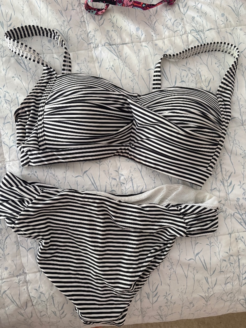 Black and White Stripe Bikini Size Medium